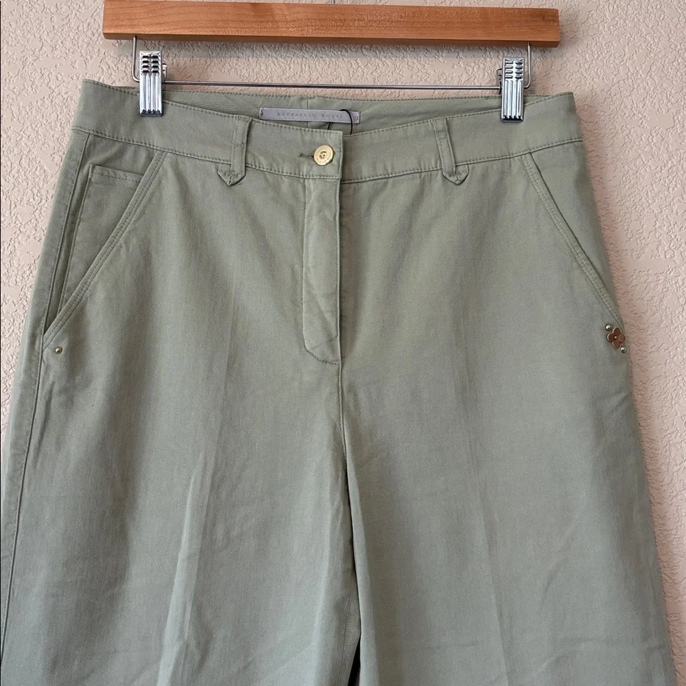 Raffaello Rossi Vintage Stylish Olive Green Wide Leg Pants - Picture 2 of 5